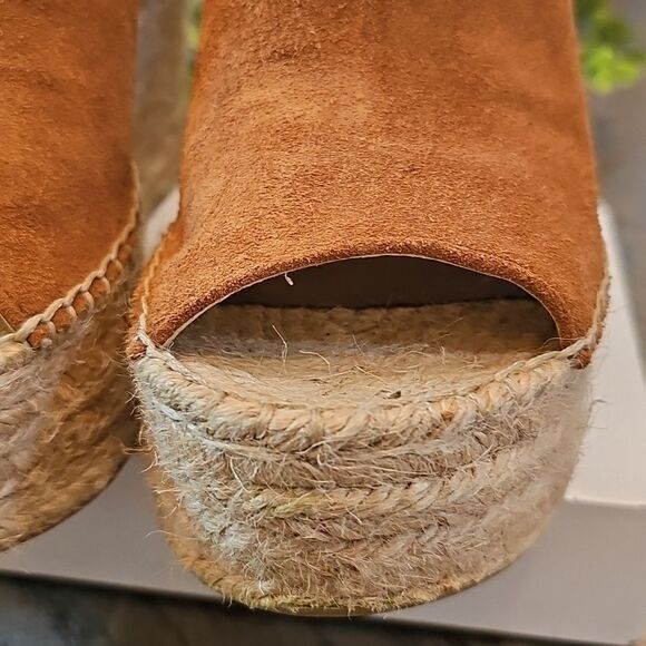 Brown Suede Espadrille Wedge Platforms Sandals Size 7.5 Marc Fisher - Picture 4 of 12